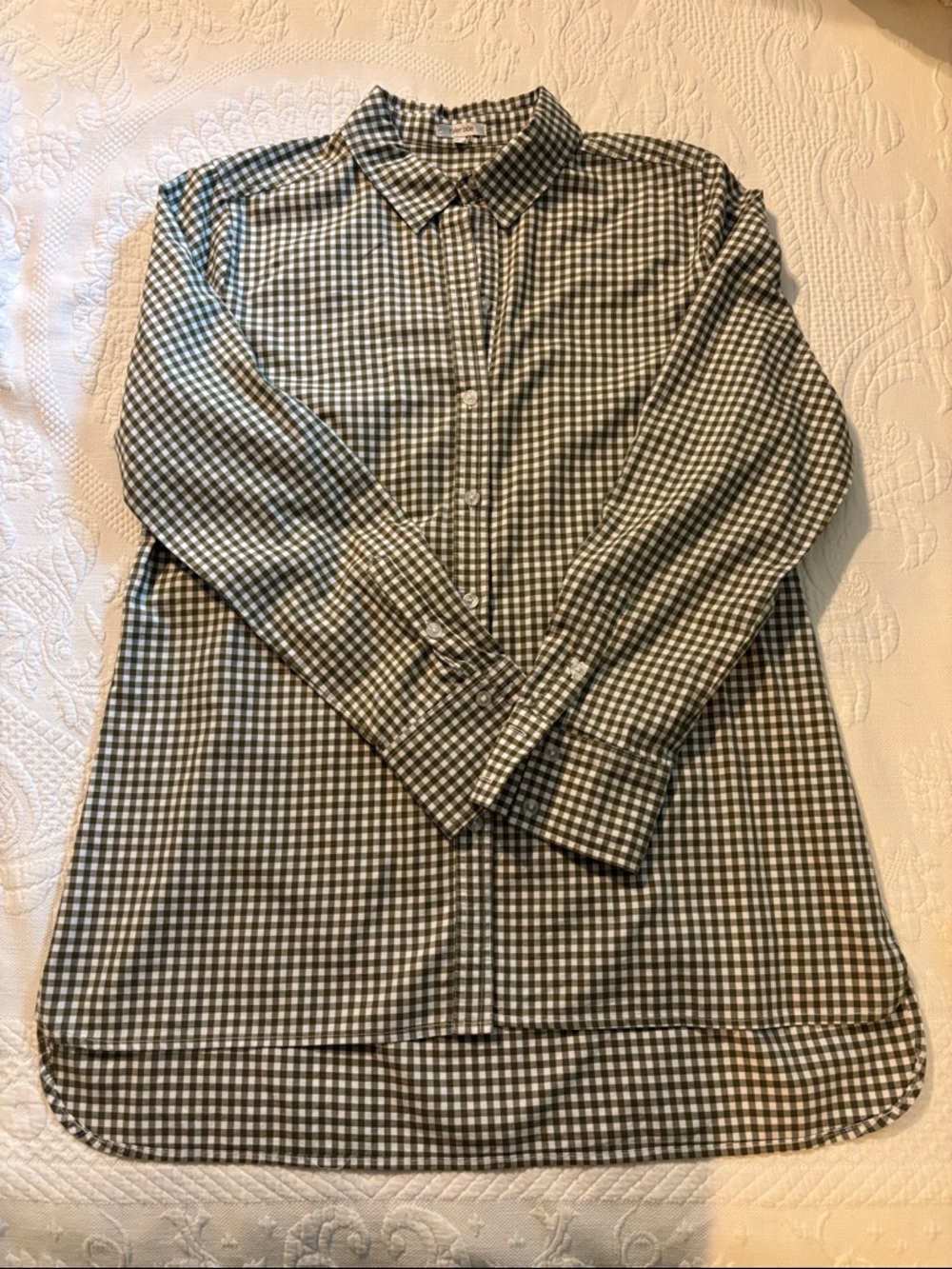 Tyler Boe Green and White Gingham Button-Front Blouse